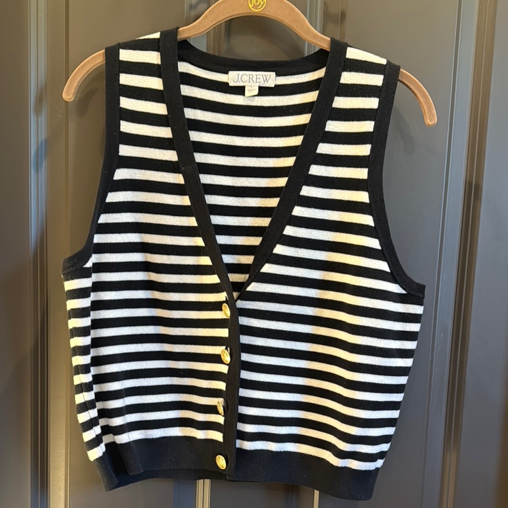 J.Crew Black and White Striped Vest 🔲🔳🔲
